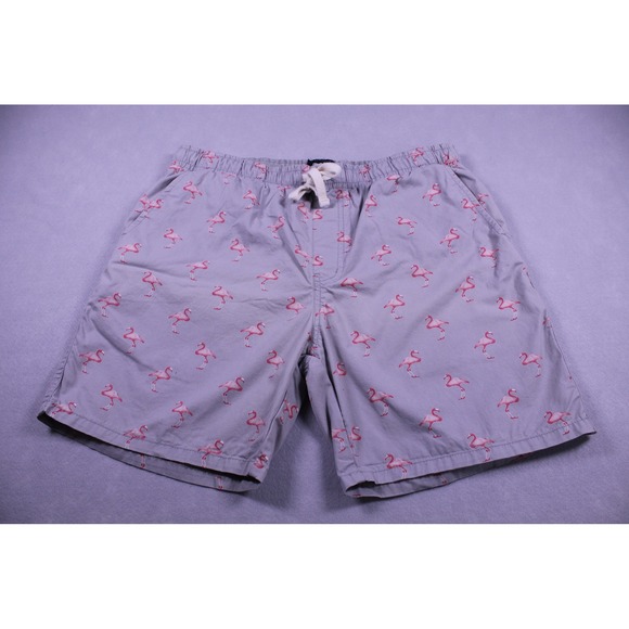 Artistry In Motion Other - Artistry in Motion Men's Grey Pink Flamingo Print Casual Drawstring Shorts